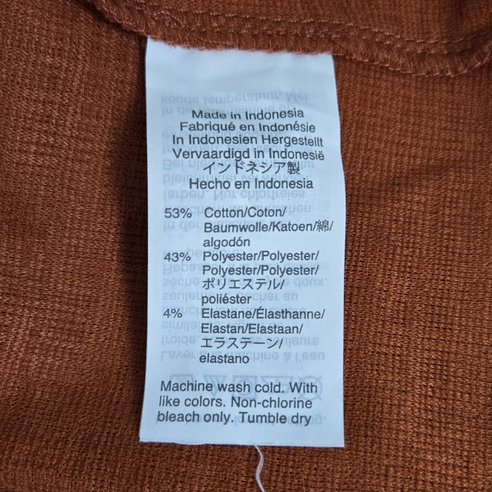 Madewell Women's Rust Orange Crosshatch Ruffled Short Sleeve Career Blouse Large